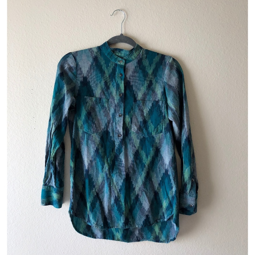 Madewell popover tunic top in green ikat